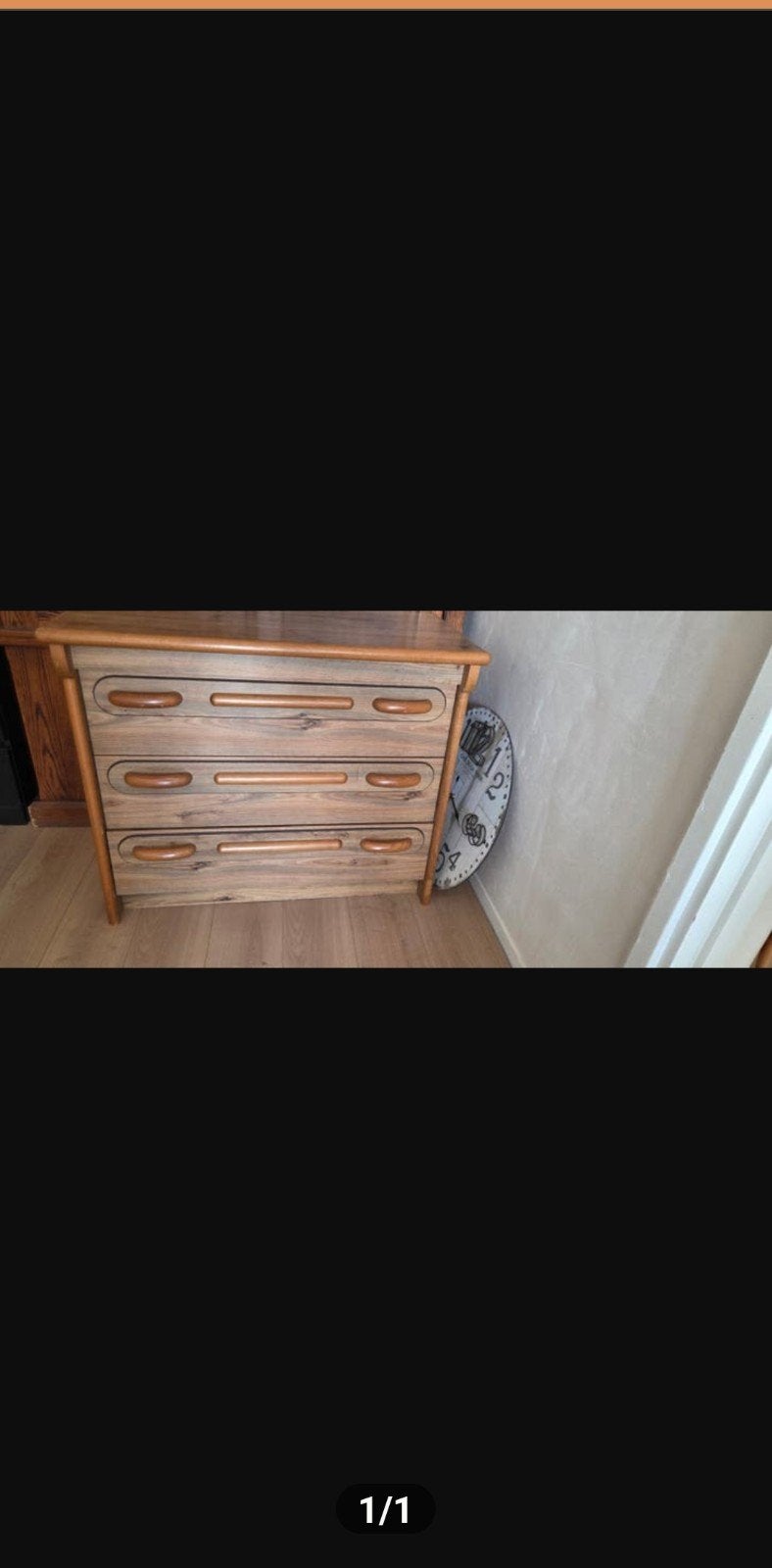 Houten ladekast met 3 laden - Vintage stijl, Ophalen, Gebruikt, 100 tot 150 cm, 50 tot 100 cm