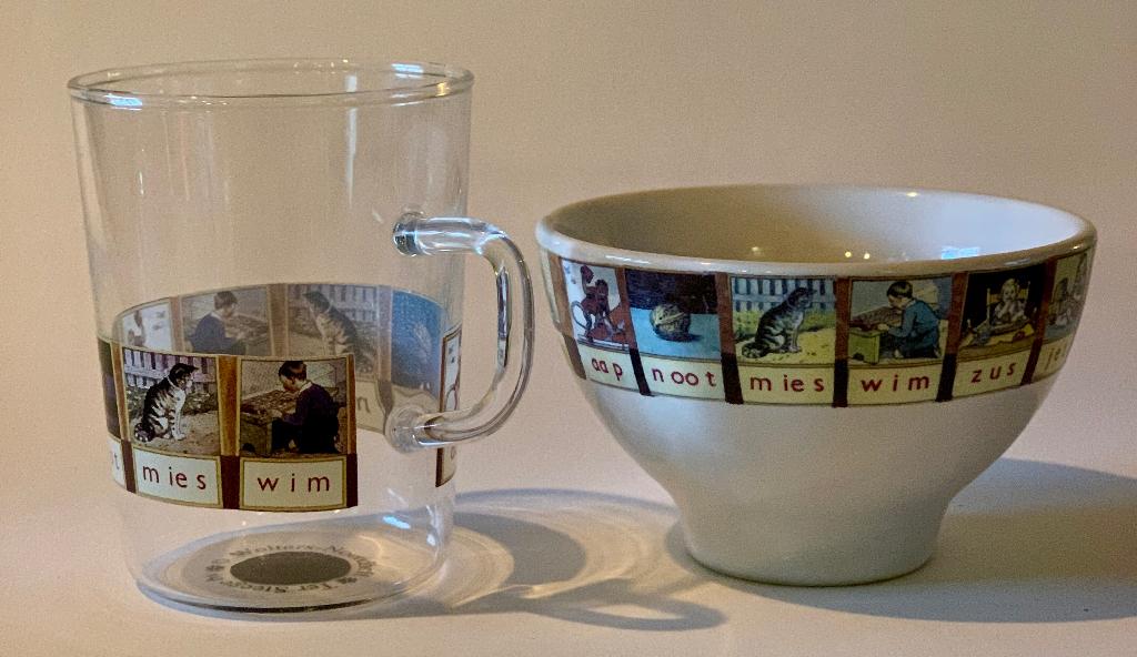 Aap Noot Mies kommetje schaaltje en theeglas, Ophalen of Verzenden, Zo goed als nieuw, Overige stijlen, Schaal of Schalen