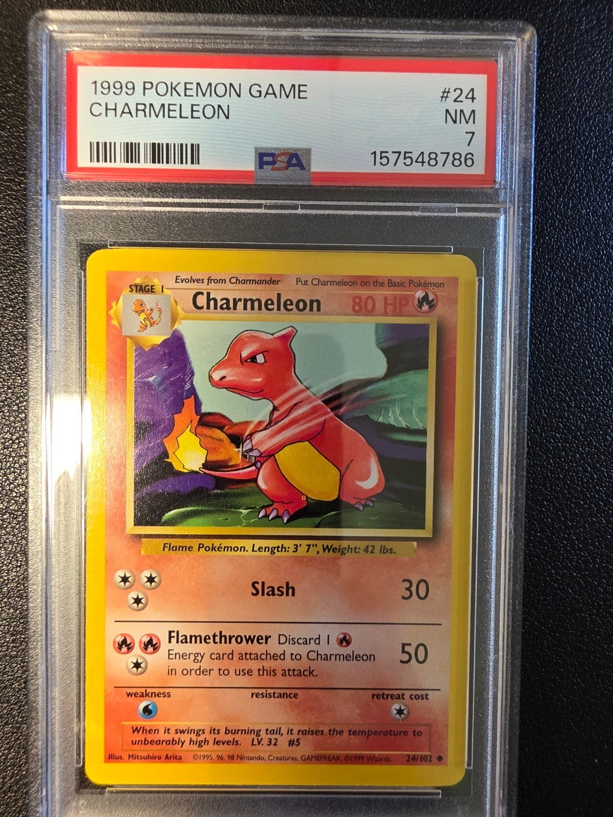 Charmeleon #24 NM 7 PSA 1999 Pokémon Game, Ophalen of Verzenden, Zo goed als nieuw, Losse kaart