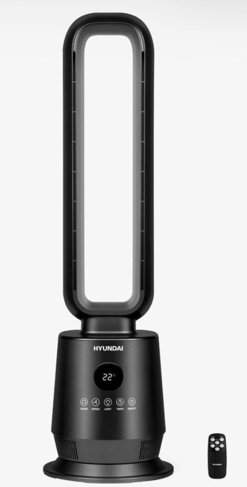 Hyundai Bladeless Ventilator Premium - Zwart, Ophalen of Verzenden, Ventilator met afstandsbediening, Nieuw, Torenventilator