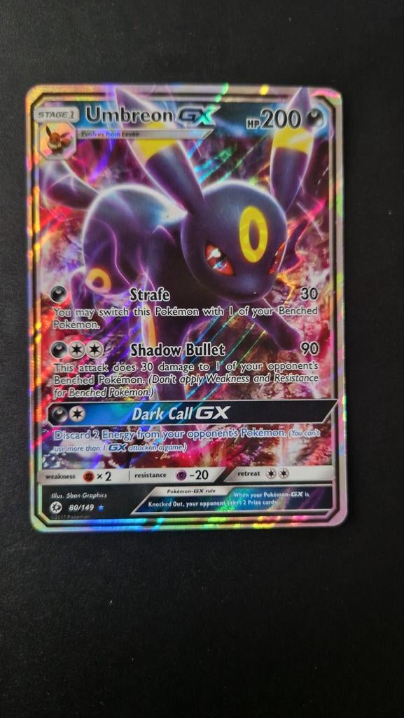 Umbreon GX 80/149 Sun&Moon Pokemon, Ophalen of Verzenden, Zo goed als nieuw, Losse kaart