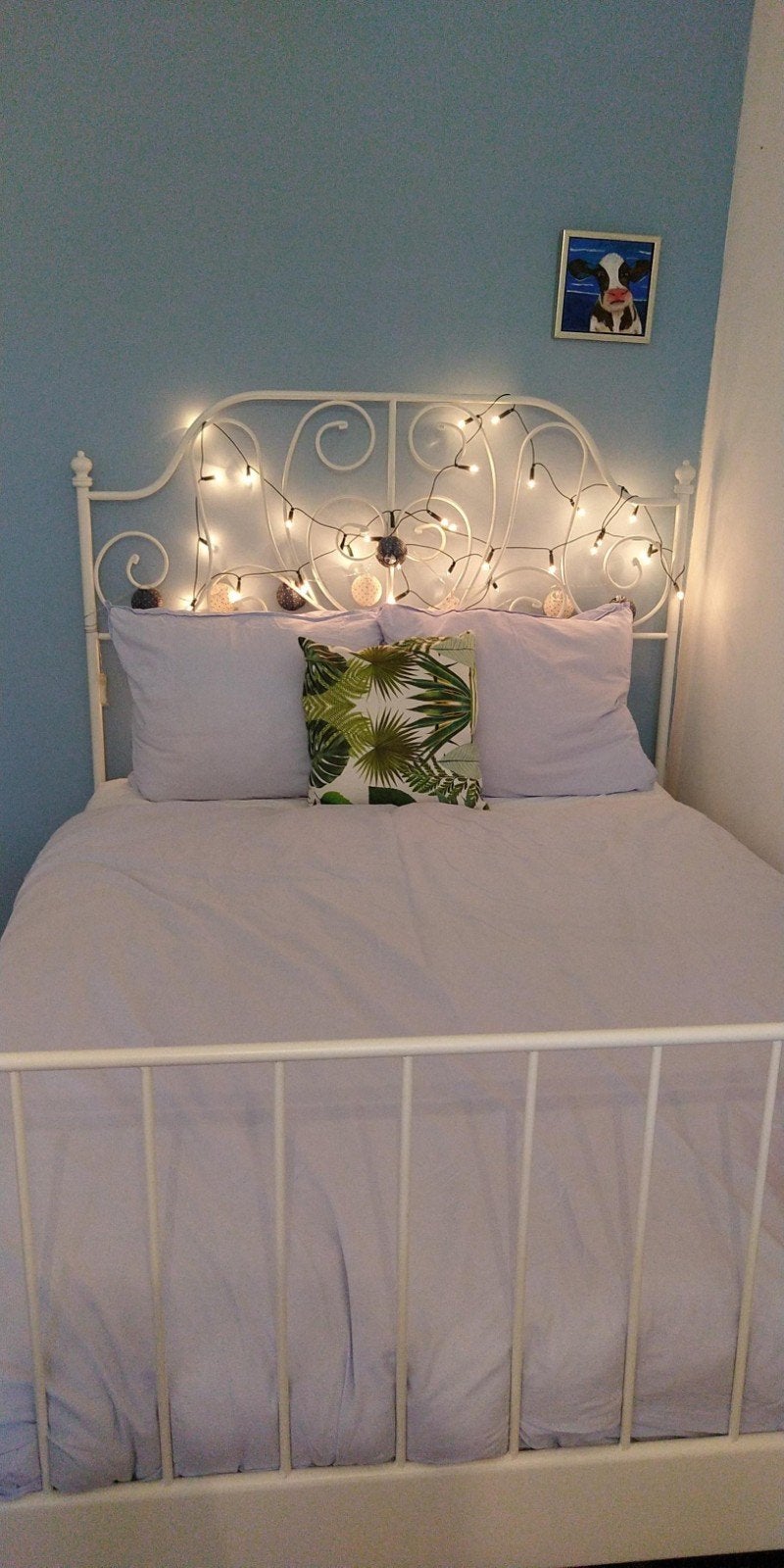 Wit metalen bedframe - 140x200 cm, Ophalen, Gebruikt, Wit, Tweepersoons