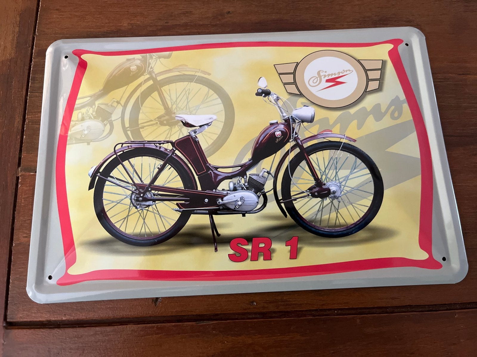 Nieuw Simson SR 1 Emaille Bord - 30x20 cm, Ophalen of Verzenden, Nieuw, Motoren