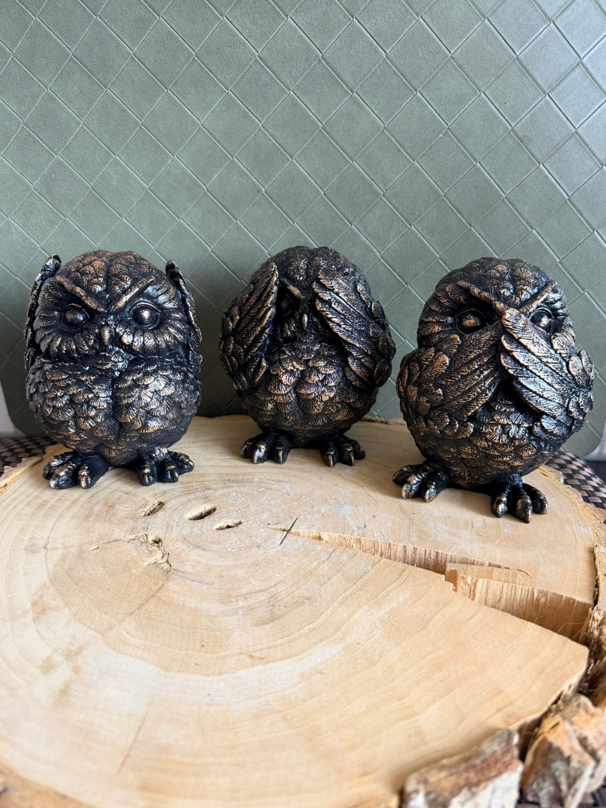 Uilen Groot Horen, zien en zwijgen. Handmade, Ophalen of Verzenden, Nieuw, Dier