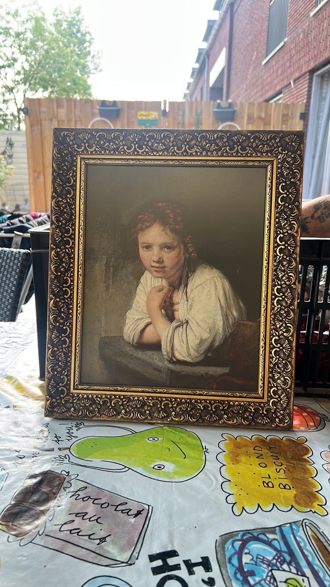 Schilderij “ meisje in het venster “ in mooie lijst, Antiek en Kunst, Kunst | Schilderijen | Klassiek, Ophalen of Verzenden