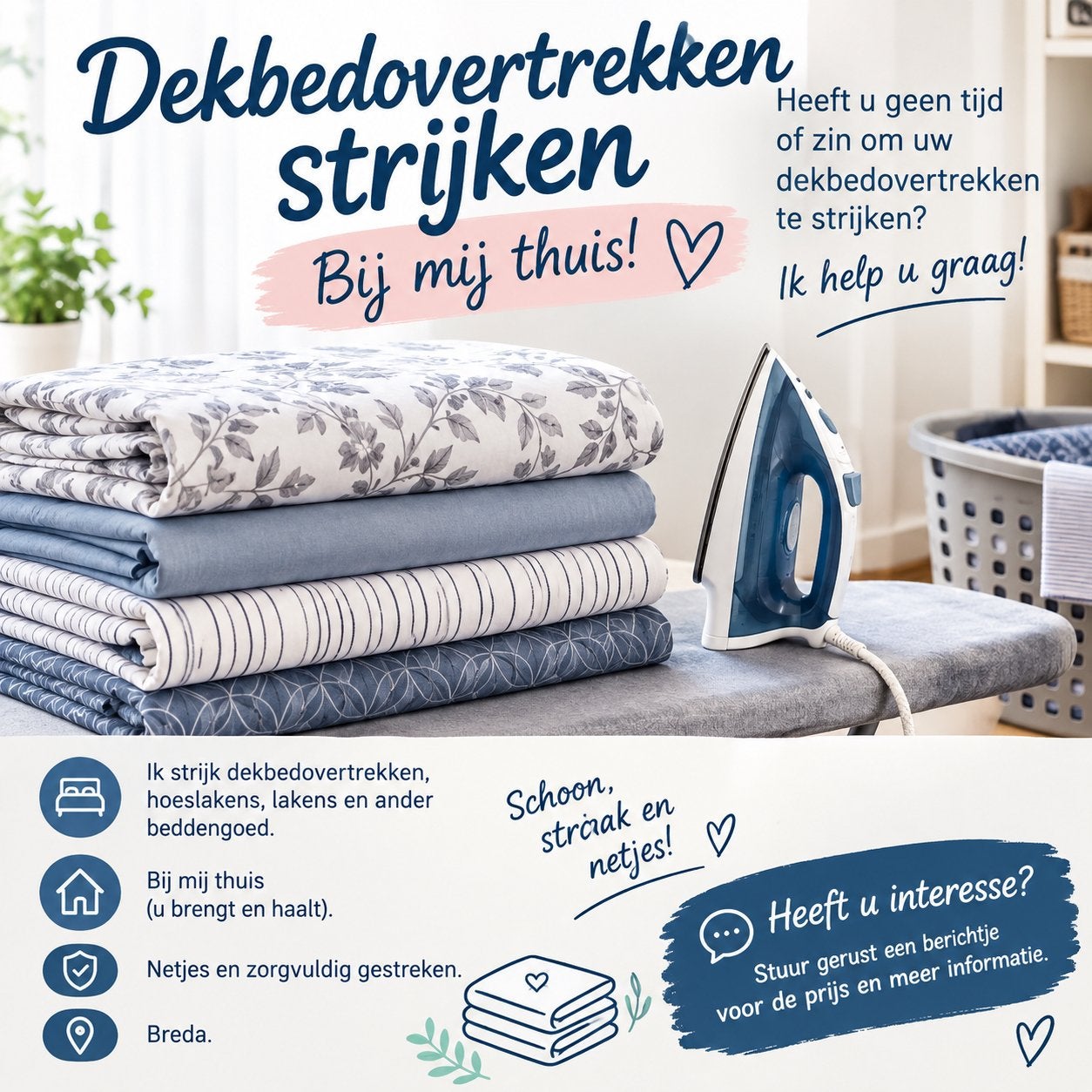 Dekbedden strijken aan huis, Ophalen of Verzenden