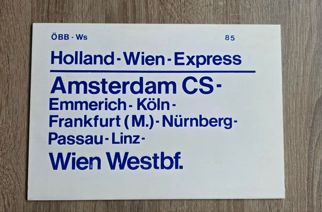 Koersbord ÖBB Holland-Wien Express NS spoorwegen, Verzamelen, Spoorwegen en Tramwegen, Ophalen of Verzenden, Zo goed als nieuw