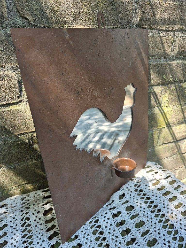 wandbord/wandpaneel met waxinelichthouder, Ophalen of Verzenden, Zo goed als nieuw, Metaal, Wandbord of Wandpaneel