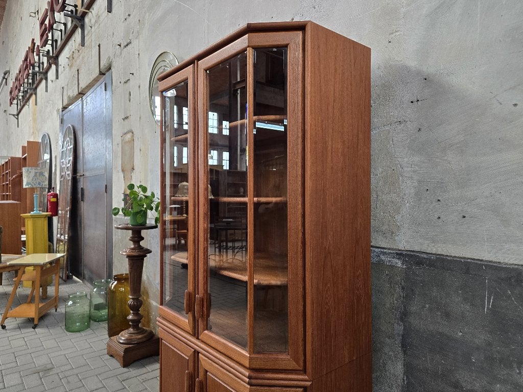 Jaren 80 Design Vitrine Kast Teak | Vintage Vitrinekast, 100 tot 150 cm, Teakhout, Vintage Retro Mid Century Deens Design, Ophalen of Verzenden