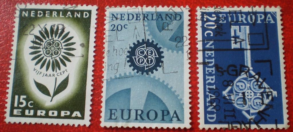 Nederland - 3x Europa - 15c / 20c, Postzegels en Munten, Postzegels | Nederland, Verzenden, Na 1940, Gestempeld