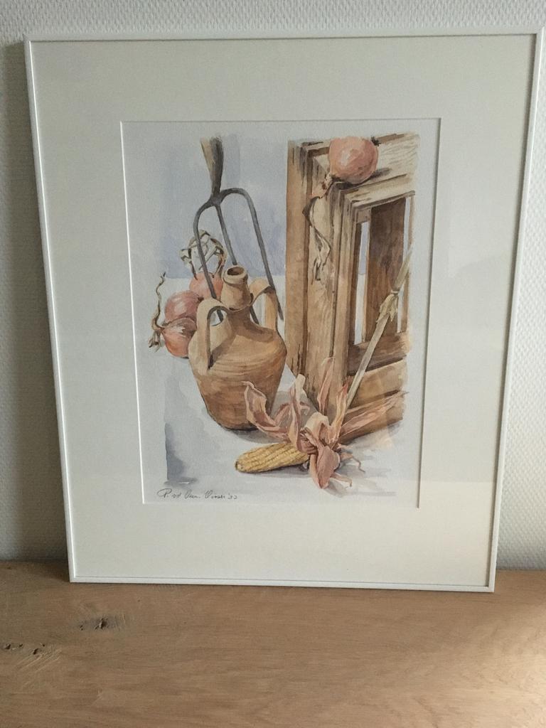 Aquarel / schilderij / ingelijst, Ophalen, 50 tot 75 cm, Zo goed als nieuw, Schilderij