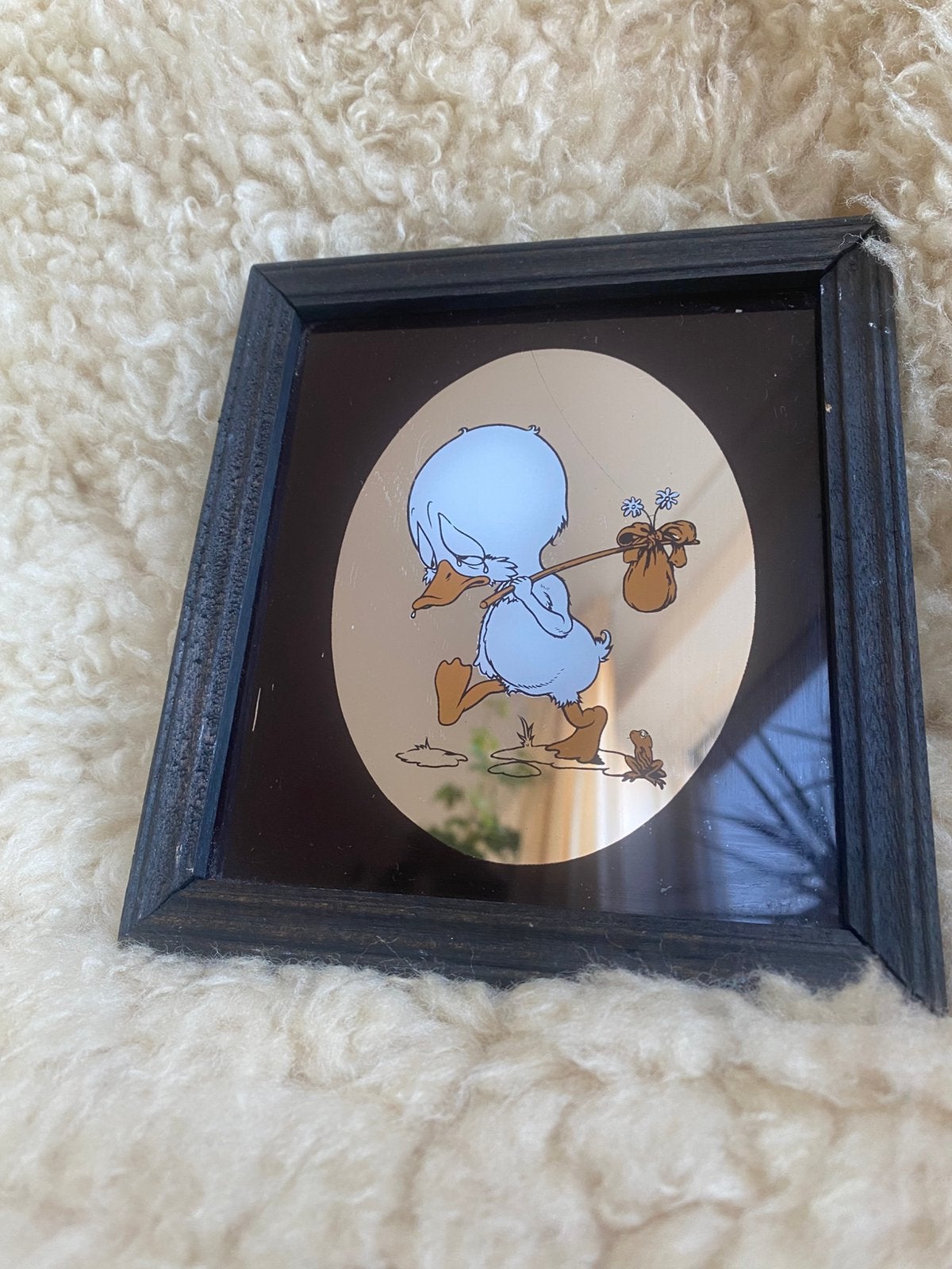 Vintage spiegeltje "Het Lelijke Jonge Eendje" jaren ‘70, Ophalen of Verzenden, Rechthoekig, Minder dan 50 cm, Minder dan 100 cm