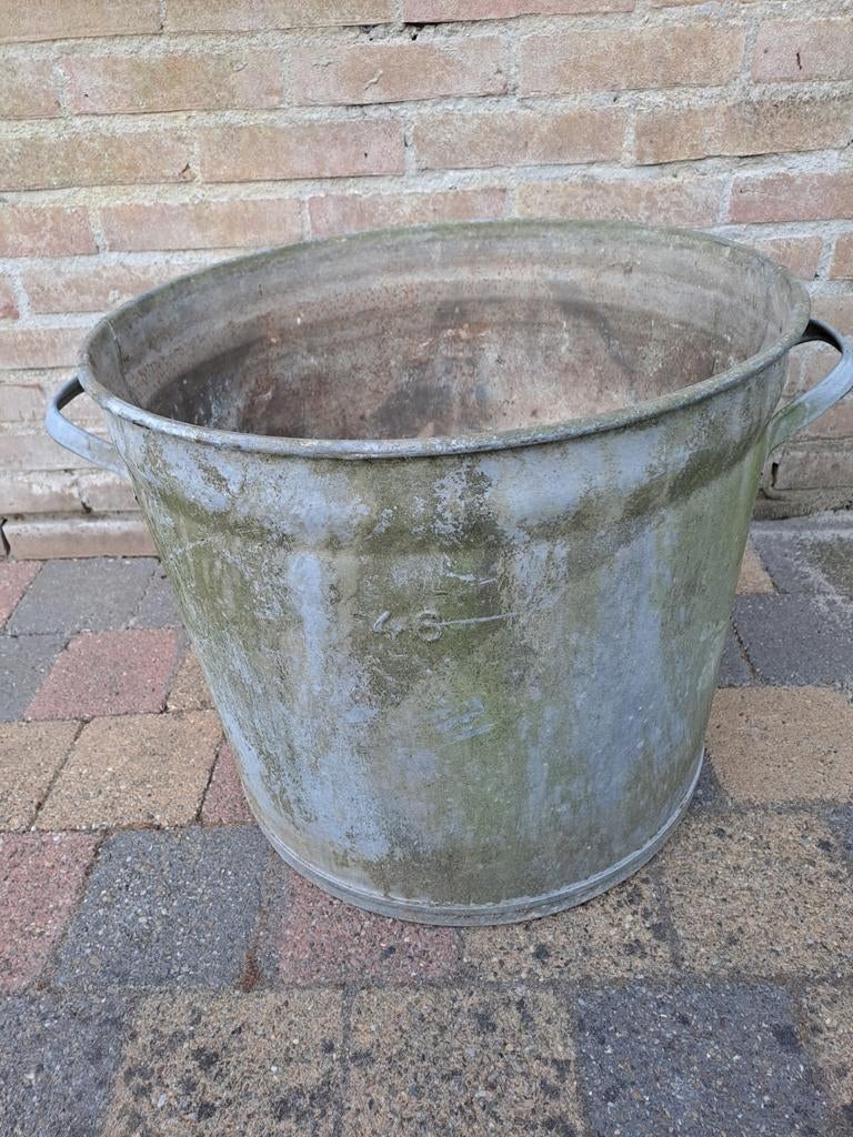Vintage zinken kuip / emmer / pan., Antiek en Kunst, Curiosa en Brocante, Ophalen