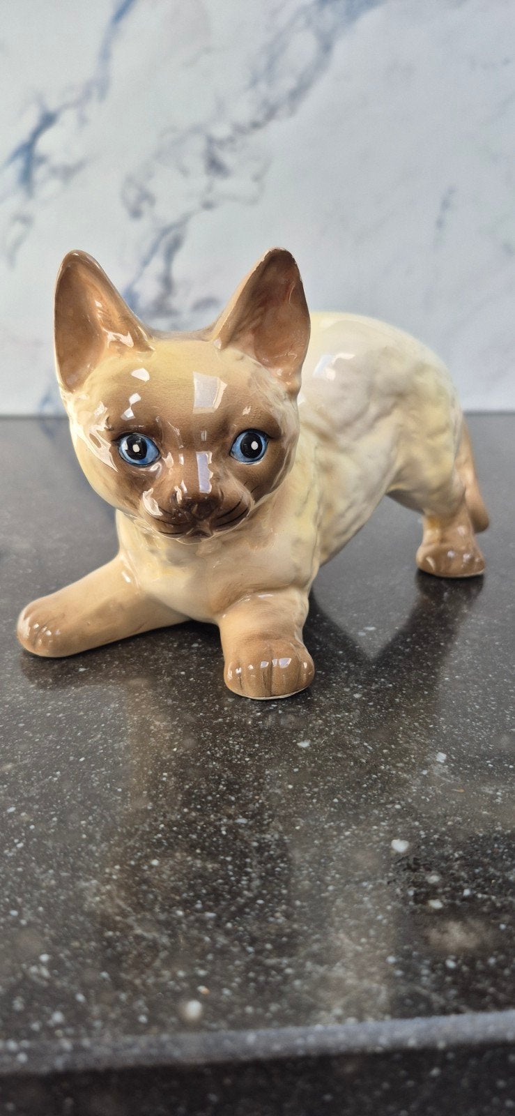 Vintage Siamees katten-poezen  beeldje met blauwe ogen, Ophalen of Verzenden, Zo goed als nieuw, Hond of Kat, Beeldje of Figuurtje