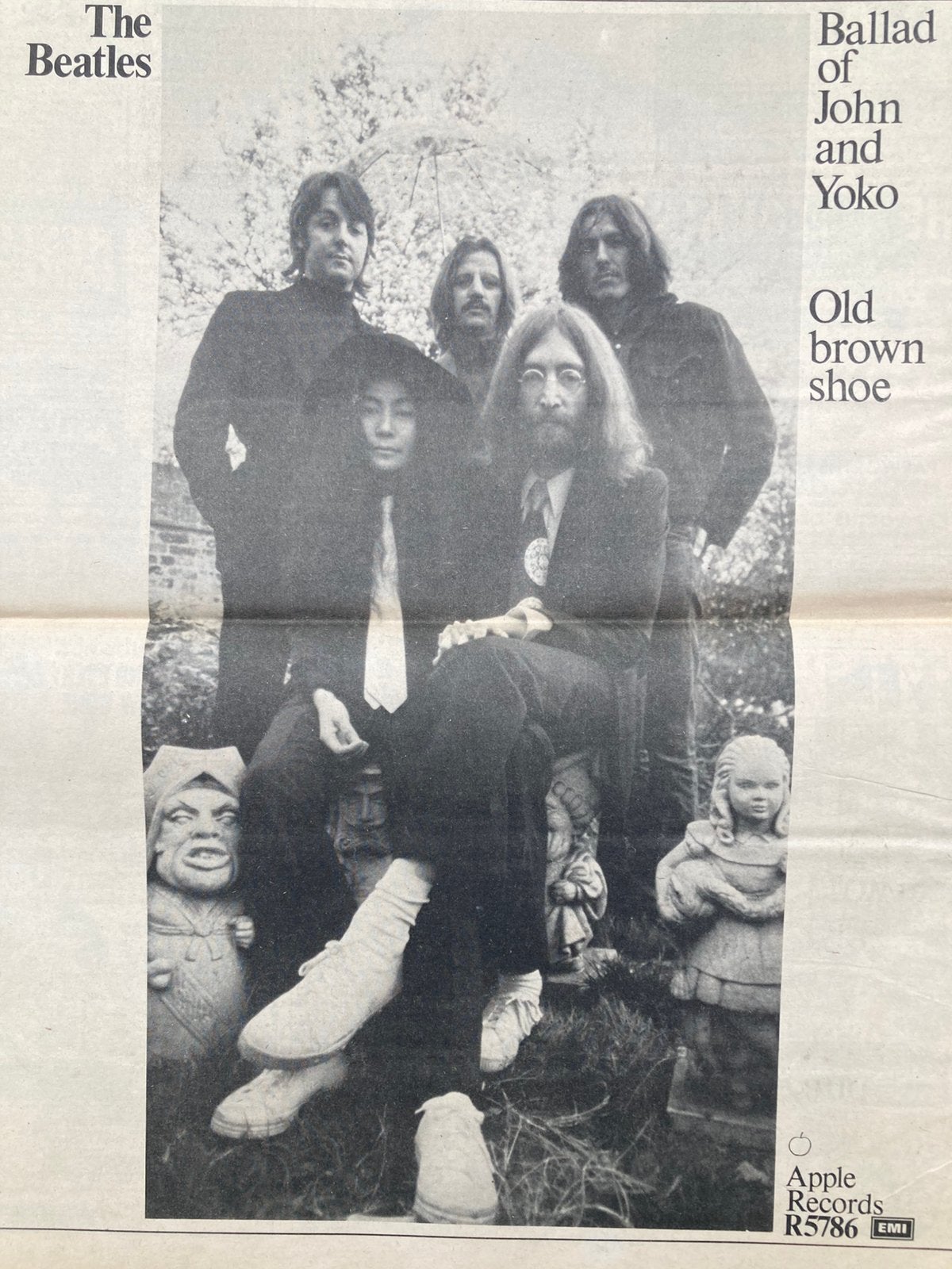 BEATLES Ballad Of John And Yoko A3 advertentie, Ophalen of Verzenden