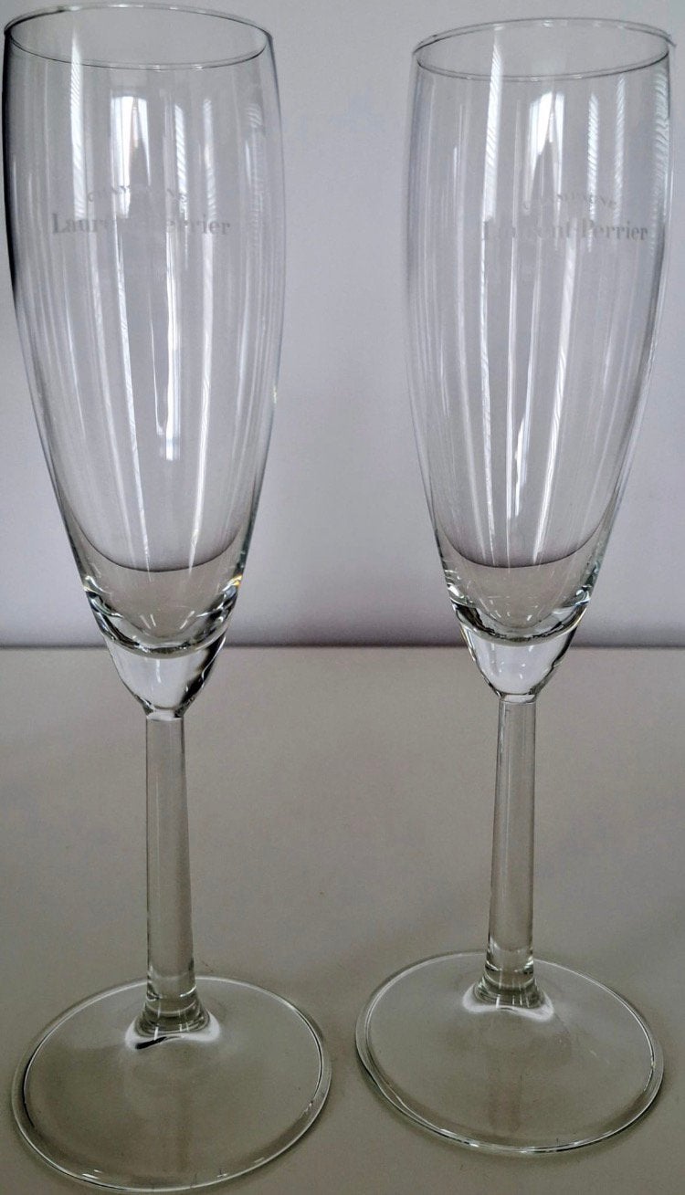2 Champagneglazen Laurent Perrier, Ophalen of Verzenden, Zo goed als nieuw, Overige typen