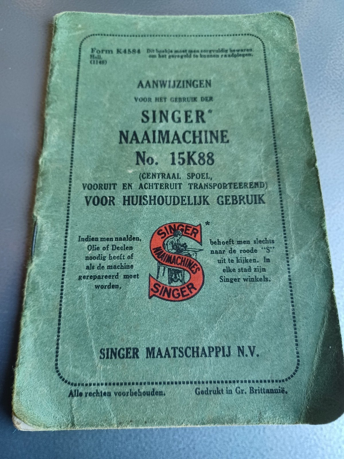 Singer No. 15K88 gebruiksaanwijzing begin jaren 50, Ophalen of Verzenden, Zo goed als nieuw, Overige uitgevers