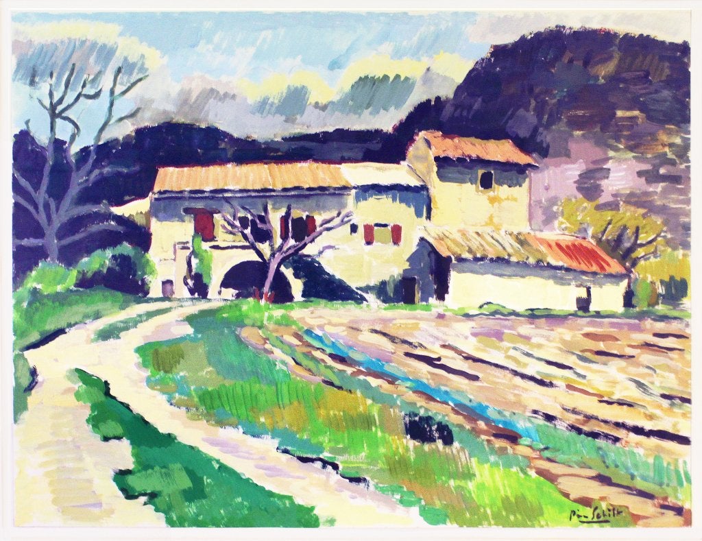 gouache Pim Schilt (1939 - ) - Sainte-Féréole (Frankrijk), Ophalen, Gouache, Impressionistisch, Landschap