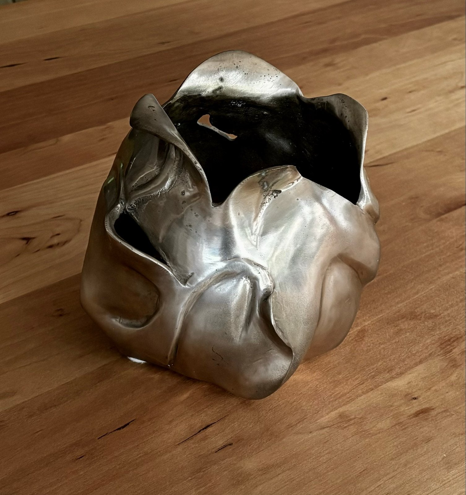 Verzilverde bronzen vaas/pot - Uniek design, Ophalen of Verzenden