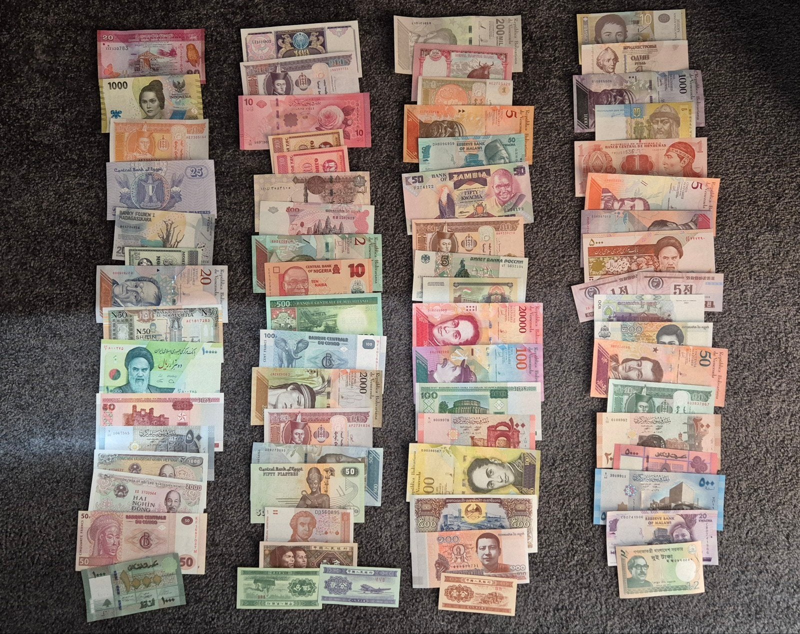 Verzameling van 70 verschillende bankbiljetten UNC, Ophalen of Verzenden, Buitenland, Bankbiljetten