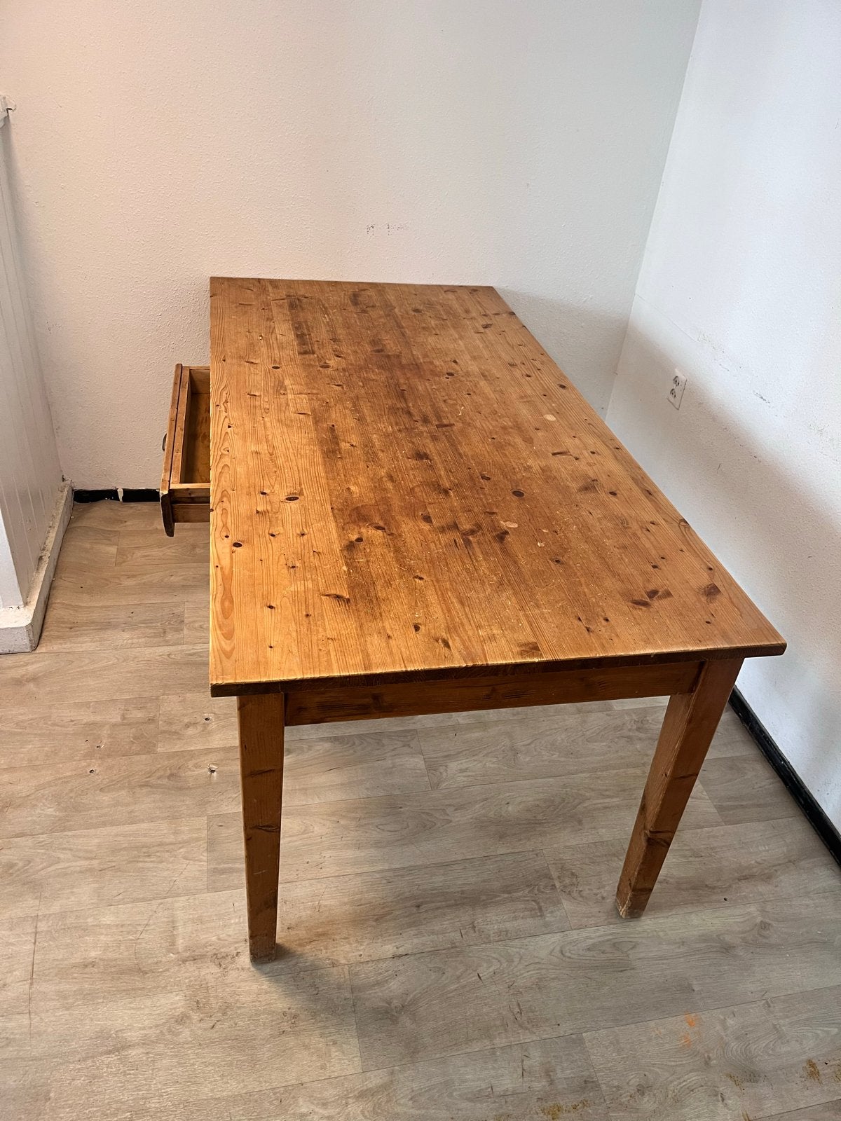 houten tafel met lade - 180x90x79 cm, Antiek en Kunst, Antiek | Meubels | Tafels, Ophalen