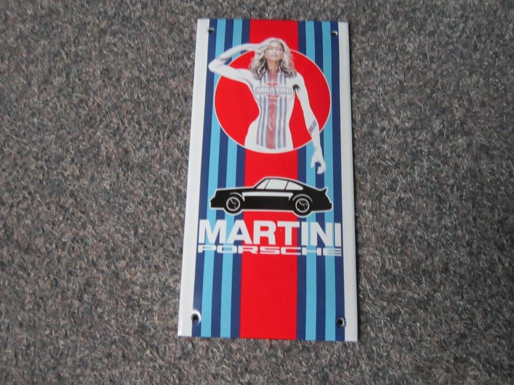 PORSCHE MARTINI EMAILLE RECLAMEBORD, Verzamelen, Ophalen, Zo goed als nieuw, Reclamebord