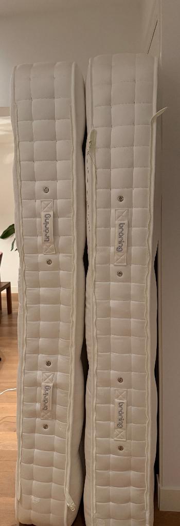 2 matrassen van Broring 2x2,10 zo goed als nieuw, Ophalen, 100 cm, Eenpersoons, 210 cm