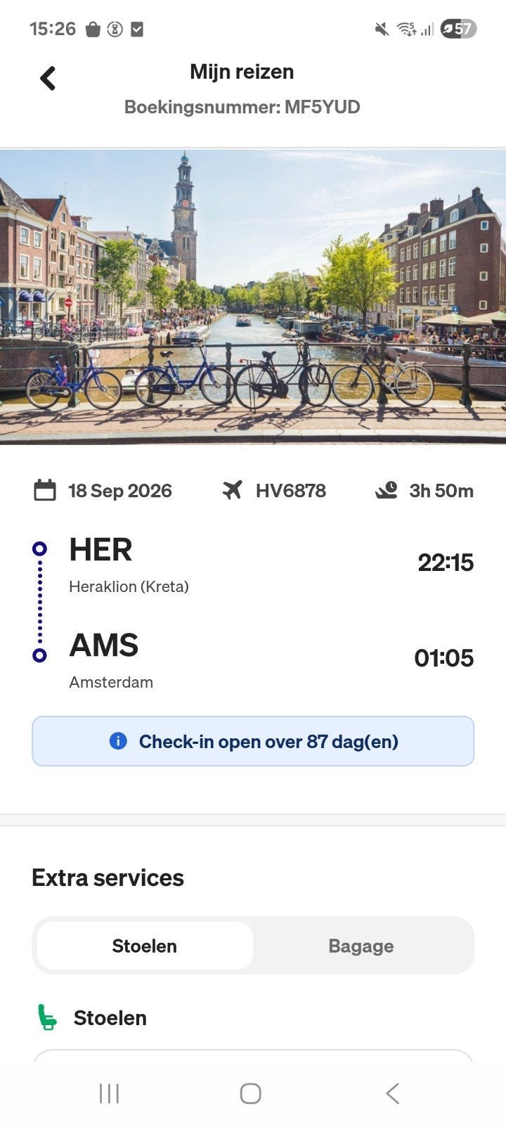 Vliegticket retour september Heraklion Kreta, Eén persoon, Trein, Met bestemming of datum