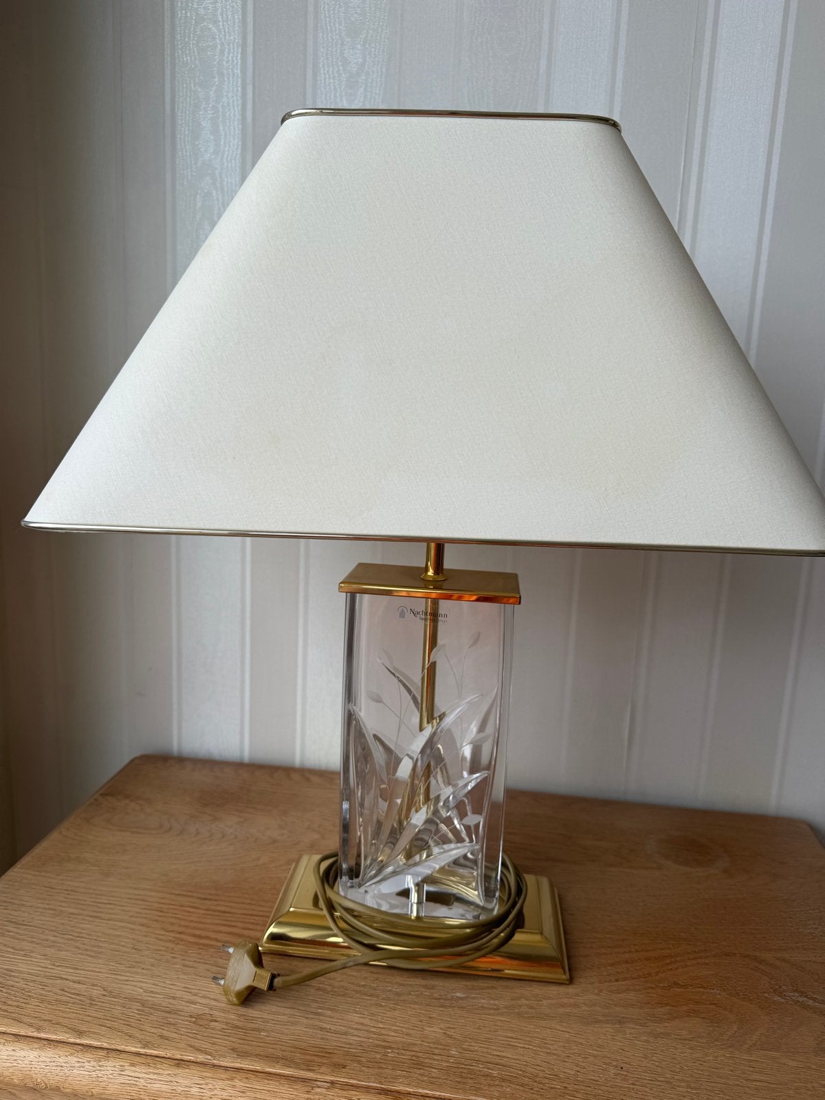 Schemerlamp met kristallen voet, Ophalen, Gebruikt, Glas, Met kap