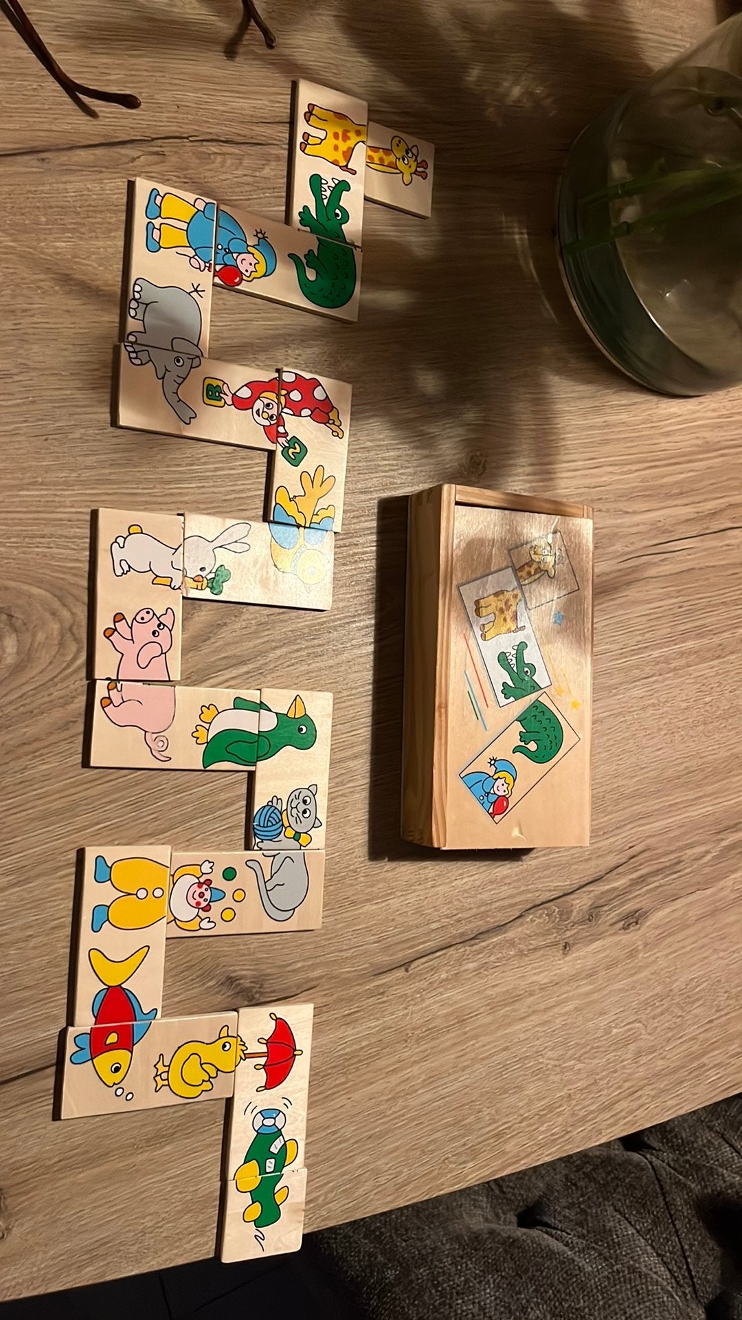Houten domino dieren, Ophalen, Gebruikt