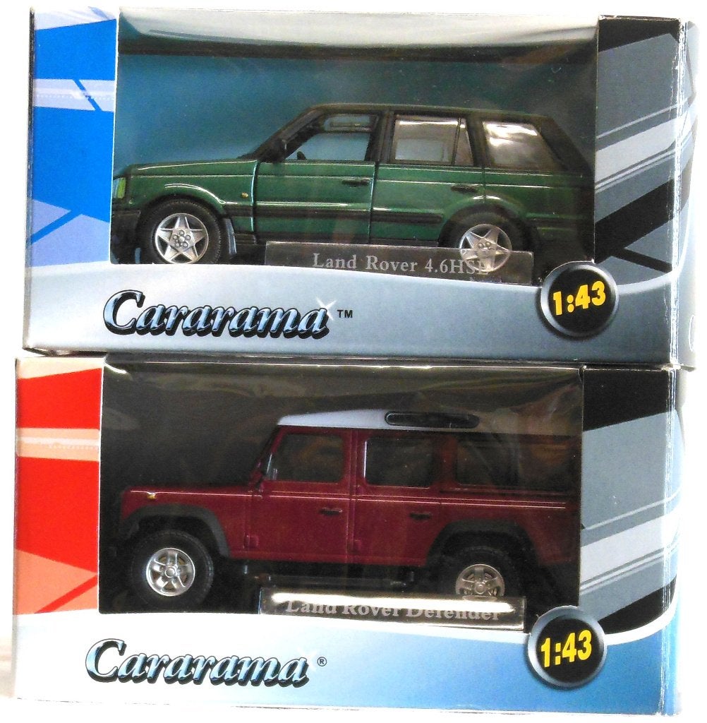 2x LAND ROVER. Defender + R.R. 4.6 HSE. 1:43. Cararama. OVP, Hobby en Vrije tijd, Modelauto's | 1:43, Verzenden, Zo goed als nieuw