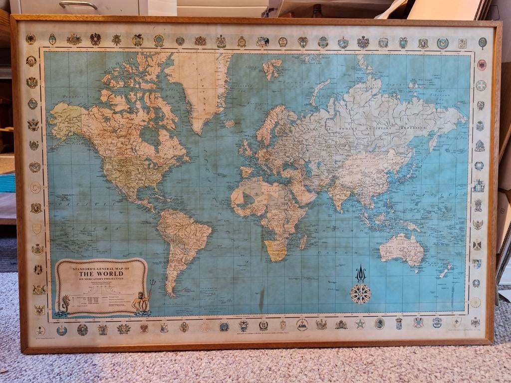 Wereldkaart. Stafford general map of the world, Antiek en Kunst, Ophalen of Verzenden