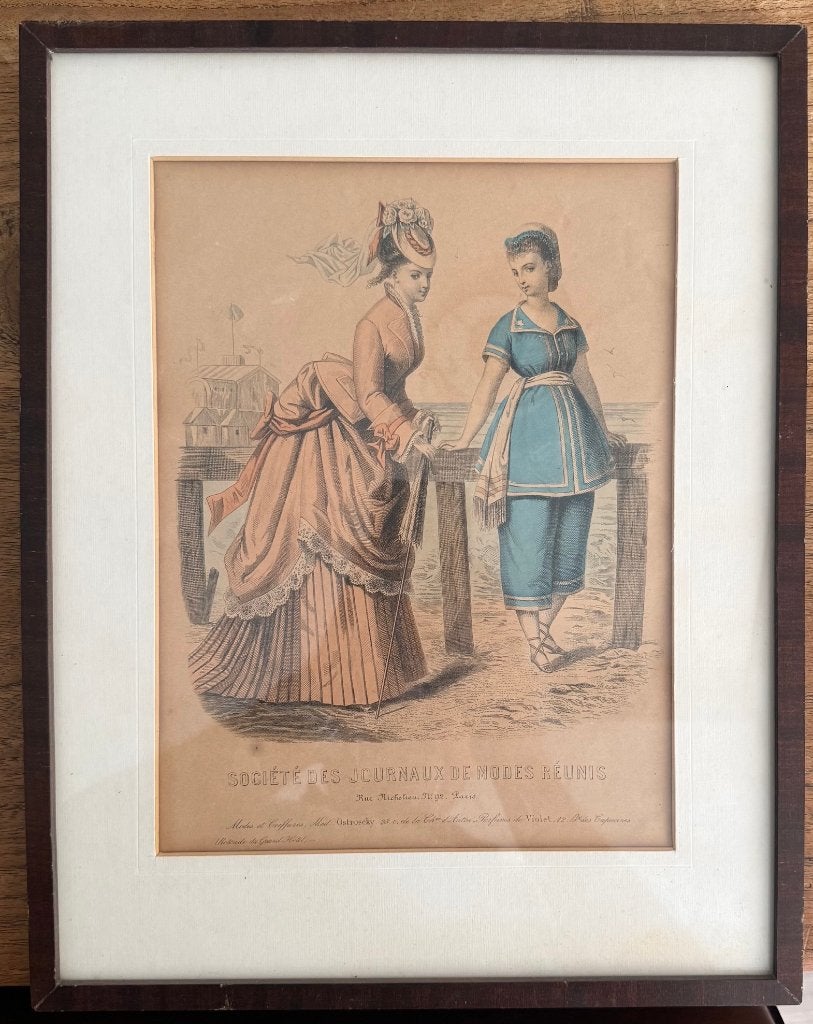 Gravure -  Mode - Frankrijk, Antiek en Kunst, Kunst | Etsen en Gravures, Mode, Ophalen of Verzenden, Gravure, Met tekst