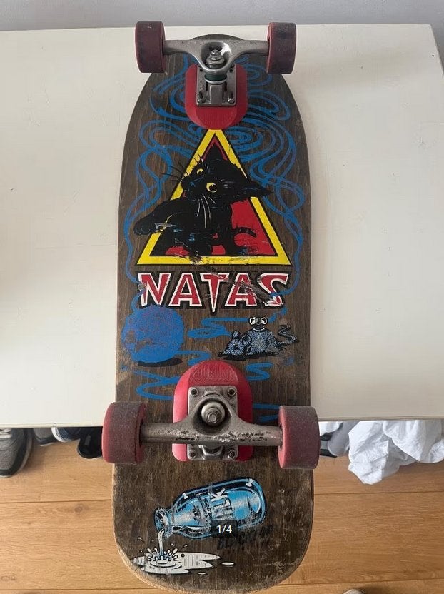 Santa Monica airlines natas kaupas kitten vintage skateboard, Ophalen of Verzenden, Gebruikt, Skateboard
