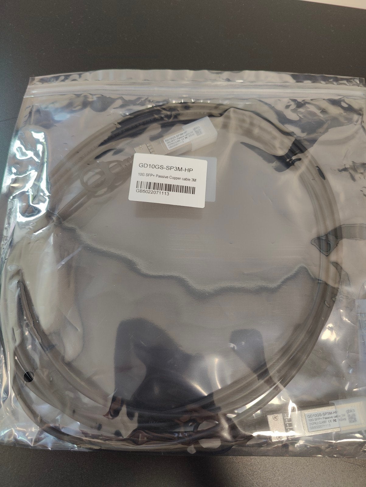 2x GD10GS-SP3M-HP 10G SFP+ Passive Copper Kabel 3M, Ophalen of Verzenden, Nieuw