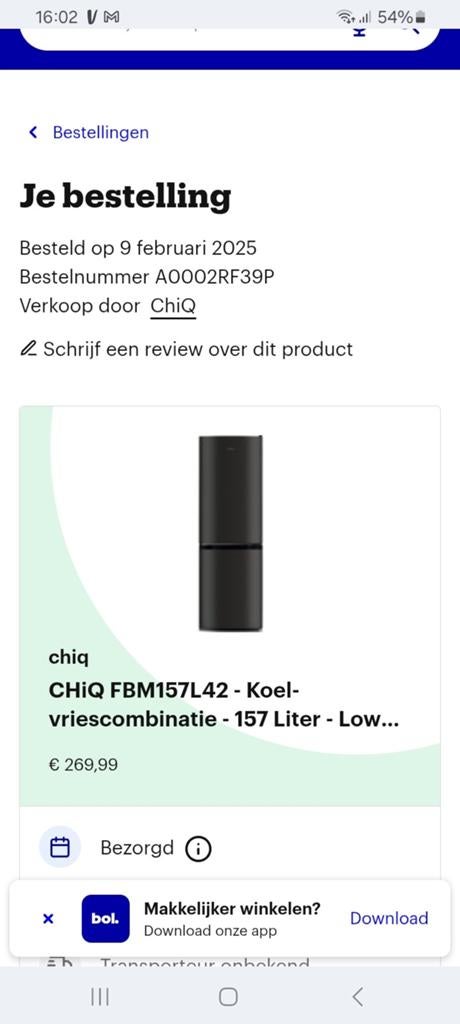 ChIQ FBM157L42 Koel-vriescombinatie - 157L - Low Frost, Ophalen, 150 tot 200 liter, Met aparte vriezer, Zo goed als nieuw