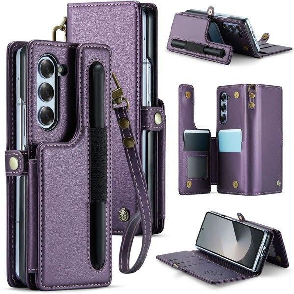 C22 Luxe Wallet Case met S-Pen Houder voor Z fold 6 _ Paars, Verzenden, Nieuw, Overige modellen, Hoesje of Tasje