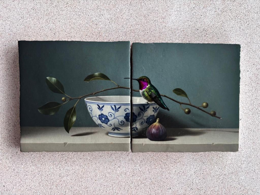 Decoratieve tegels Colibri & Vijg, Eigen ontwerp, Verzenden, Minikunstbieb, Norgerveste 16