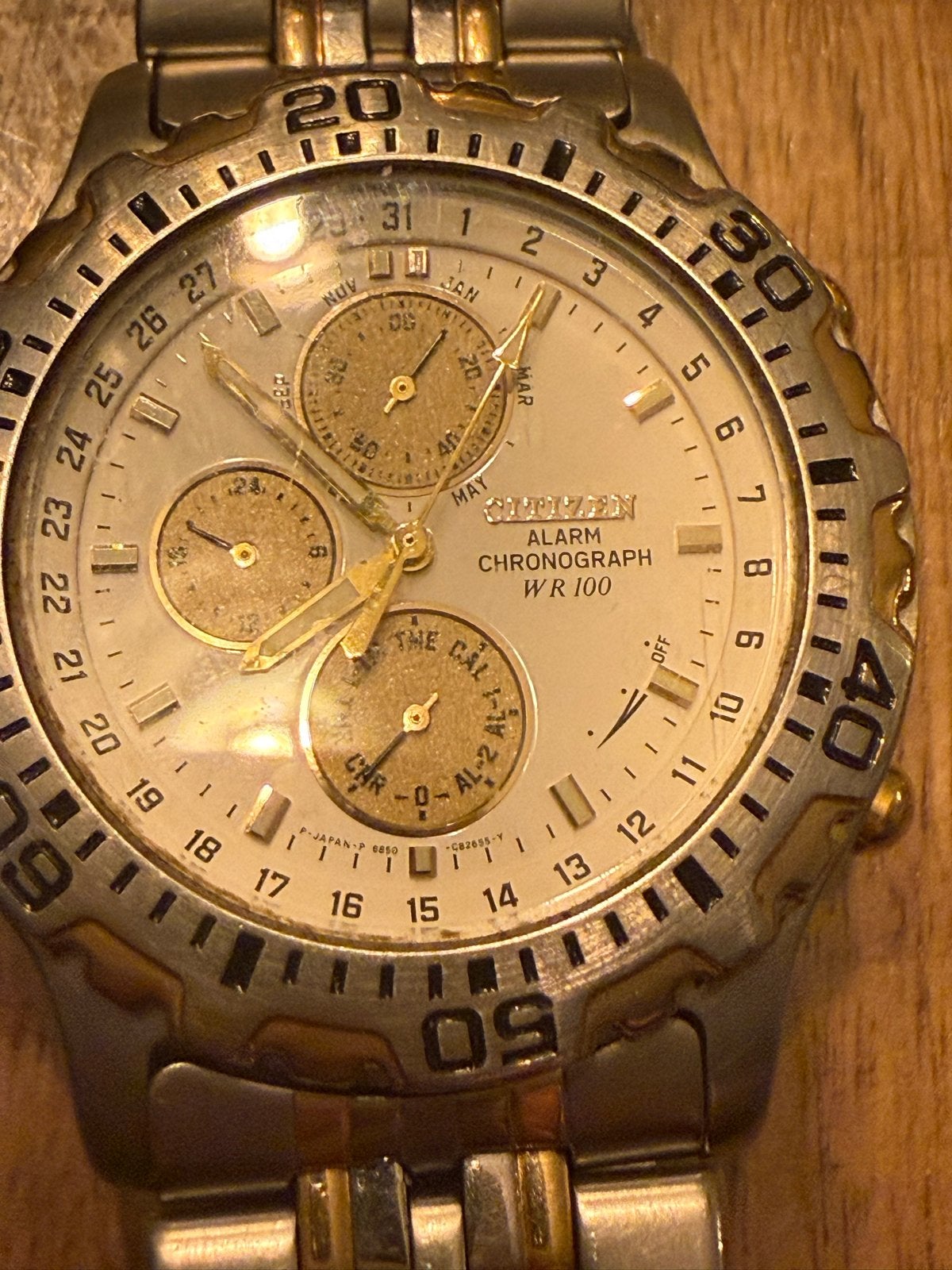 Citizen Alarm Chronograph WR 100 Herenhorloge, Gebruikt, Staal, Ophalen of Verzenden, Polshorloge