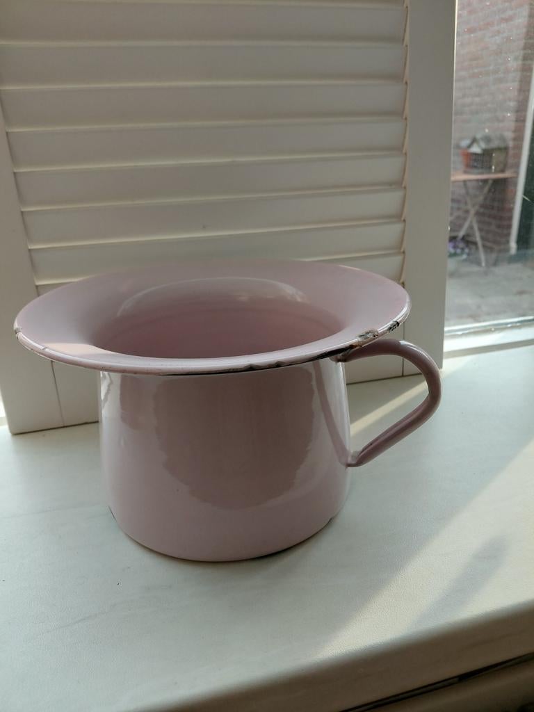 Oude rose emaille po, Ophalen of Verzenden