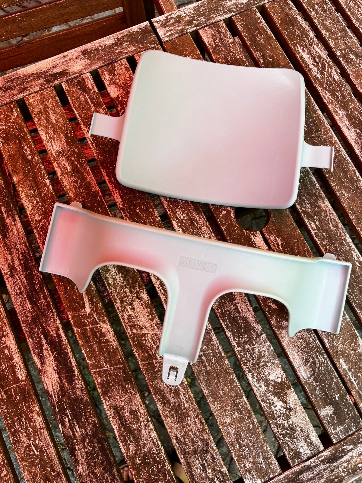 Stokke Tripp Trapp Stoelverkleiner - Lichtblauw, Ophalen of Verzenden, Gebruikt, Meegroeistoel, Stoelverkleiner