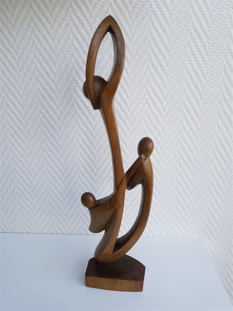 Houten beeld, gesigneerd Mounkala, congo, Verzenden