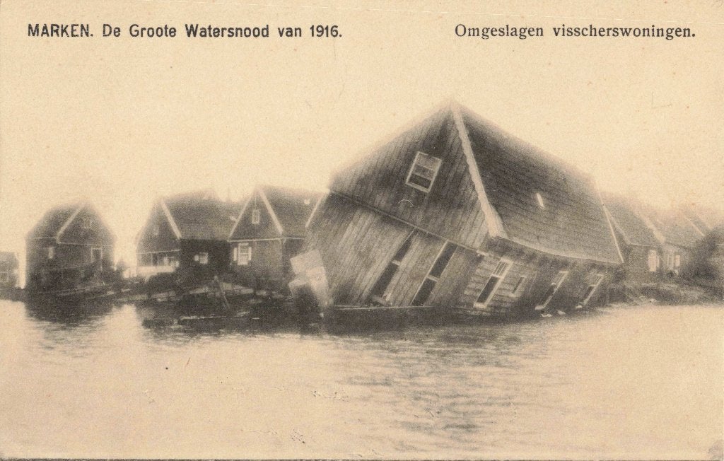 Marken Watersnood 1916 Omgeslagen Visscherswoningen ZR1336, Ophalen, Voor 1920, Ongelopen, Noord-Holland