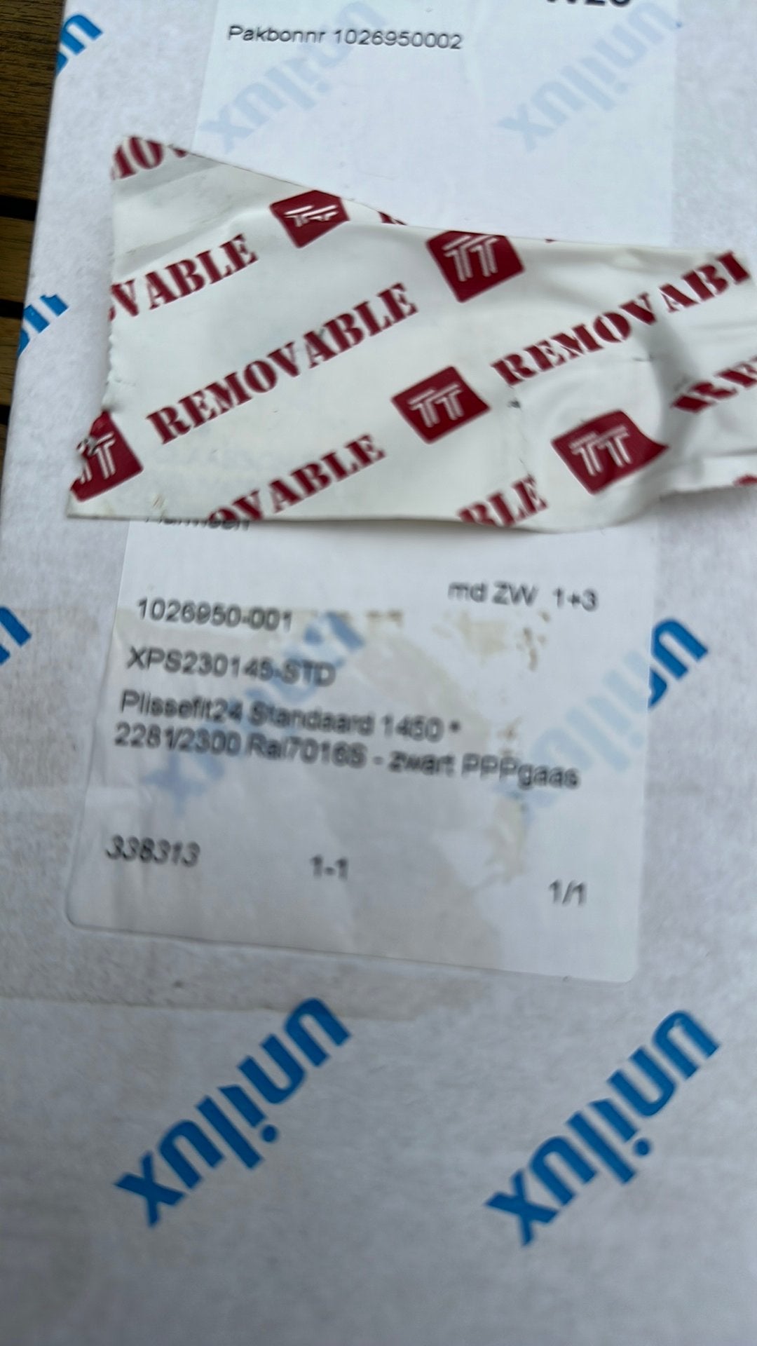 Plissé deur unilux   Nieuw. Kleur 7016 st, Ophalen, Hordeur, Nieuw, Metaal
