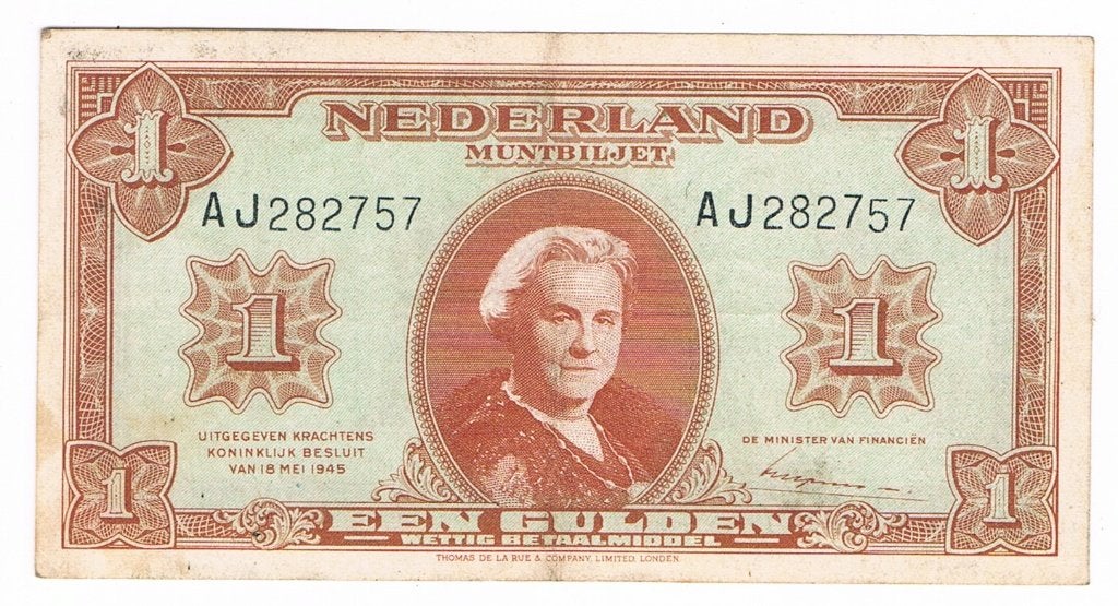 1 gulden 18 mei 1945 Wilhelmina, Verzenden, 1 gulden, Los biljet