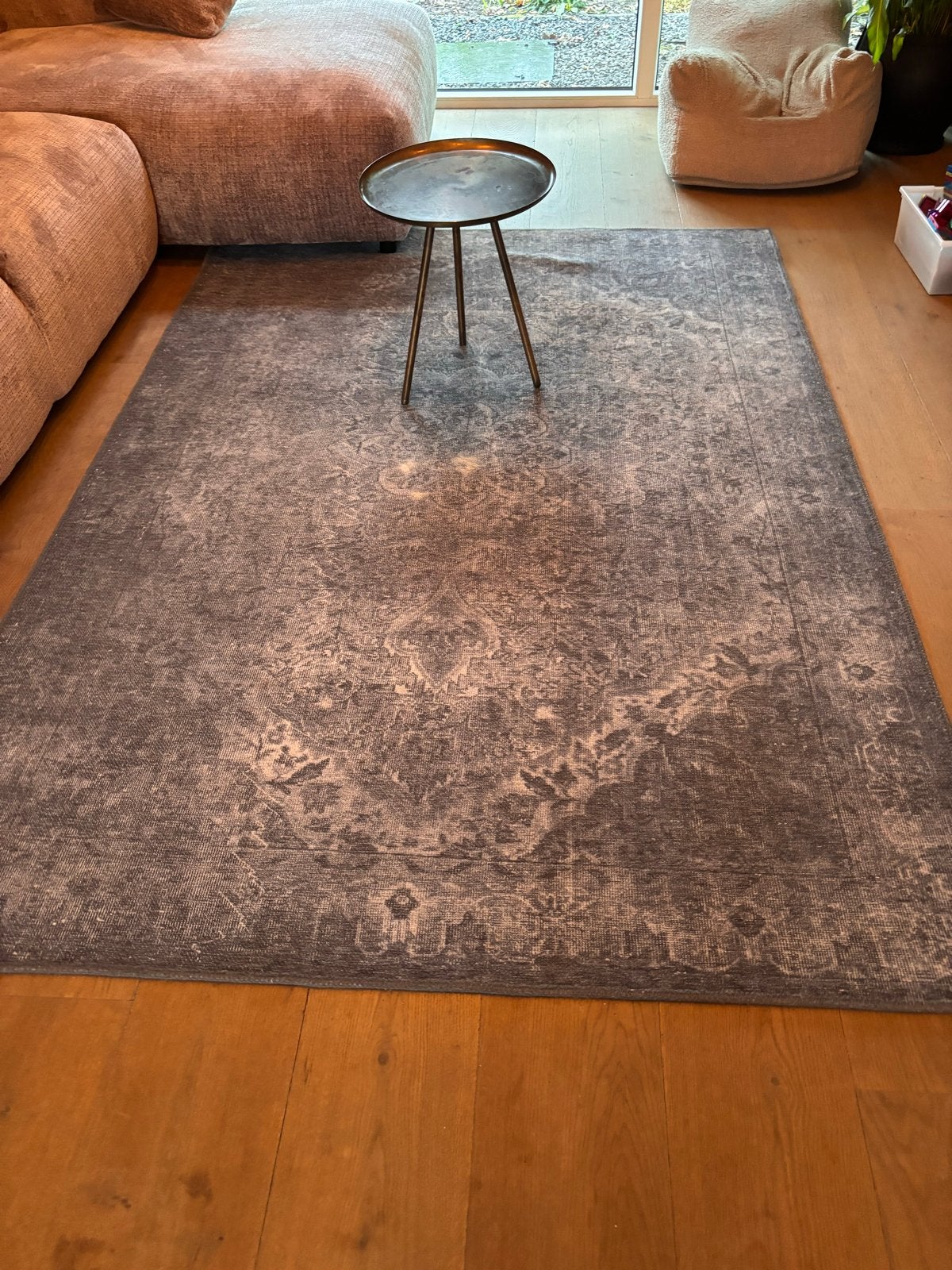 Modern grijs vloerkleed met vintage patroon, Ophalen, Zo goed als nieuw, 200 cm of meer, Grijs