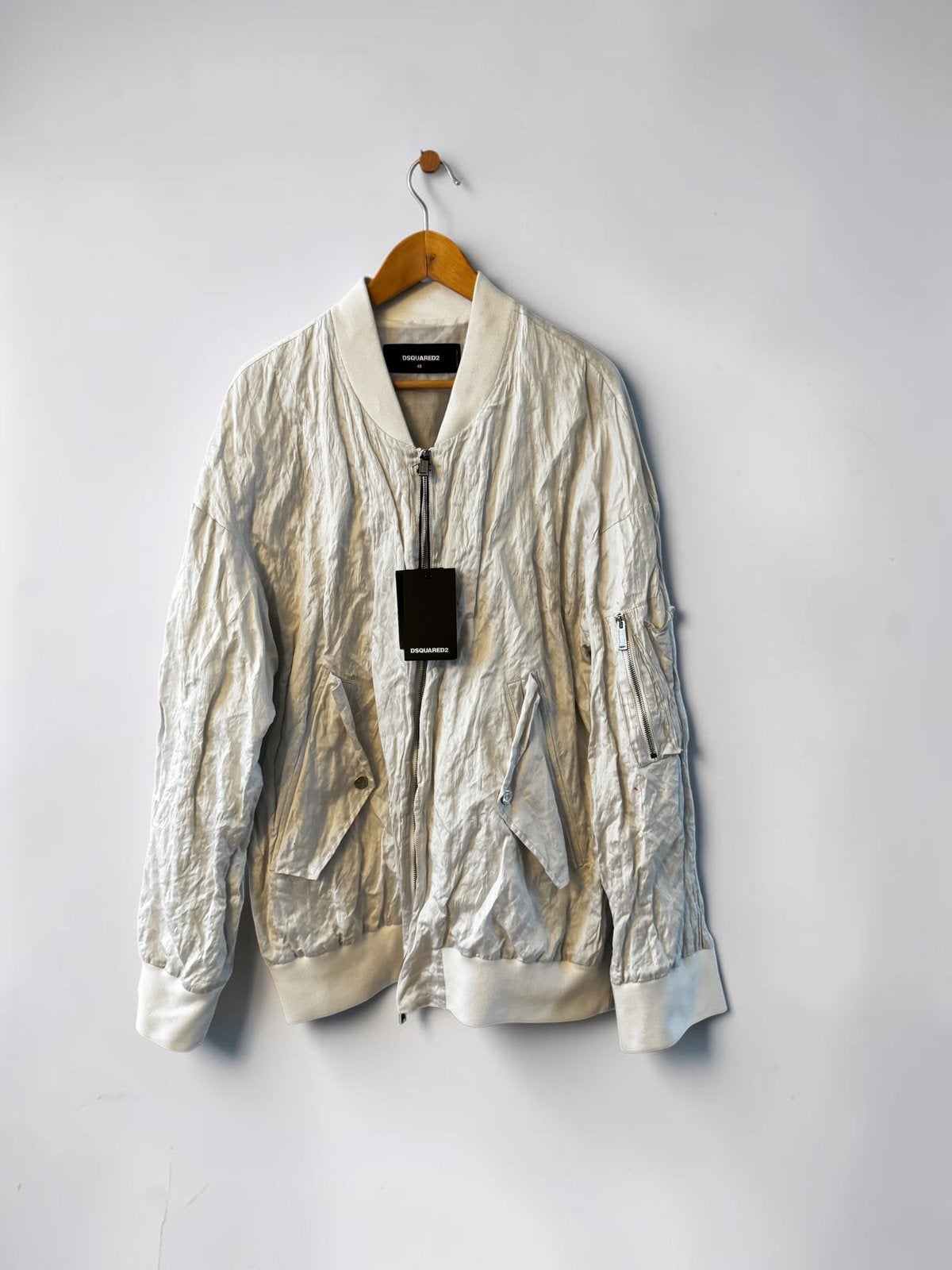 Dsquared2 bomber jack jas ecru wit 48 M L medium large, Ophalen of Verzenden, Nieuw, Maat 48/50 (M), Wit