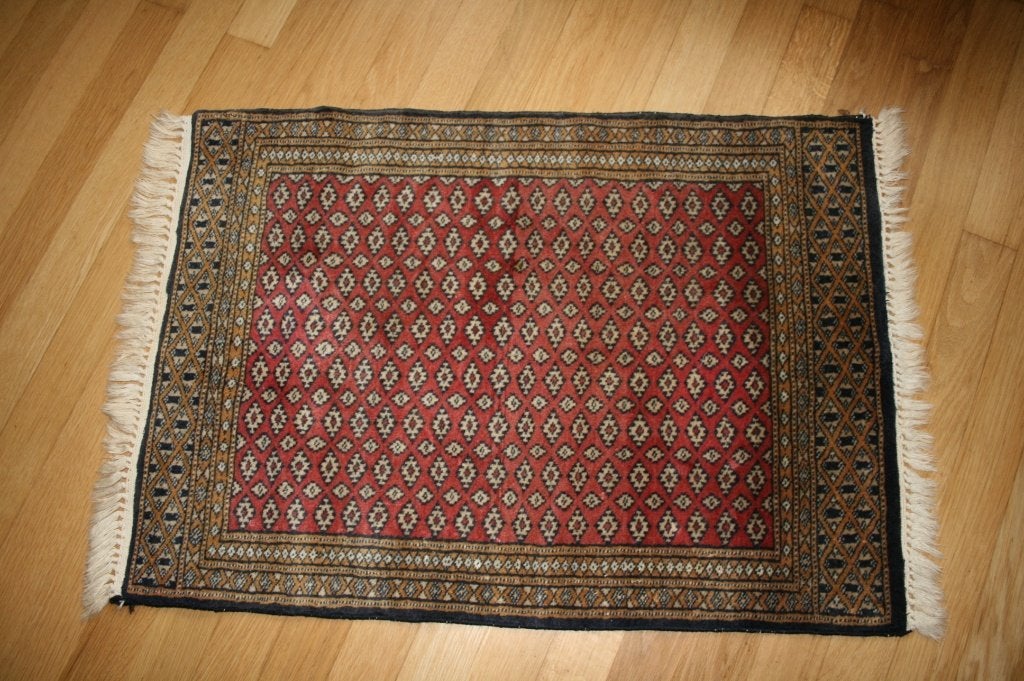 Origineel Perzisch tapijtje/vloerkleedje, 50 tot 100 cm, Rechthoekig, Rood, Gebruikt