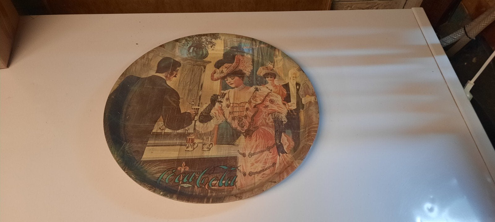 Coca Cola dienblad van bamboe, Huis en Inrichting, Woonaccessoires | Dienbladen, Gebruikt, Rond, Ophalen of Verzenden, Dienblad