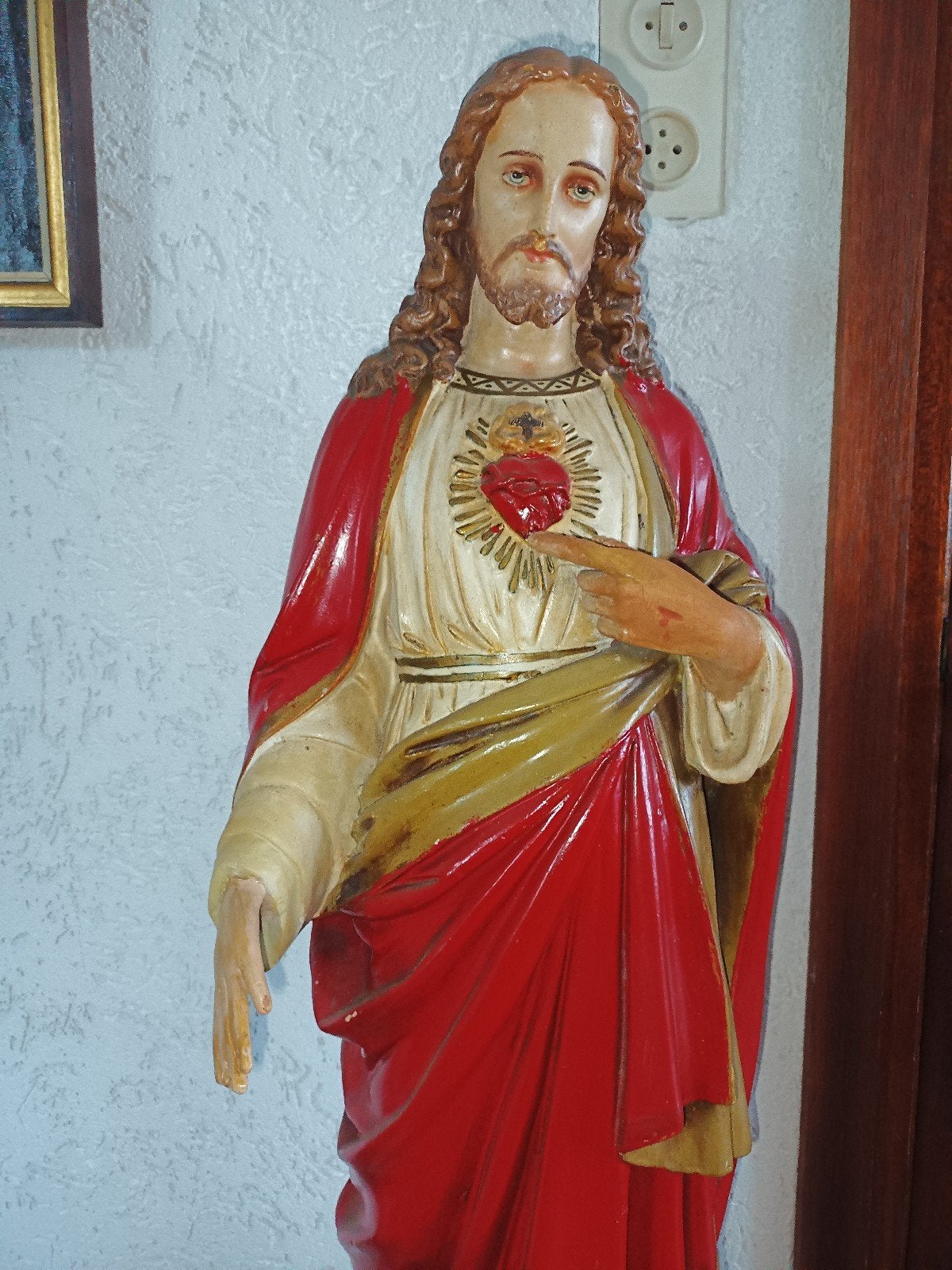 Heilig Hart Jezus beeld - 85cm, Antiek en Kunst, Antiek | Religie, Ophalen of Verzenden